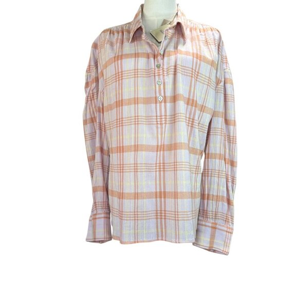 Faherty Tops - Faherty Legend Organic Cotton Plaid Button-Down Shirt XXL NWT Peach Lilac Yellow